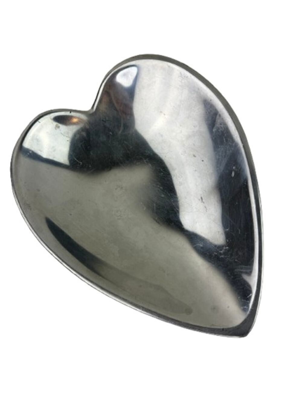 Vintage NAMBE Silver 11x9 Catch All Bowl Metal Polished Heart Decorative 119